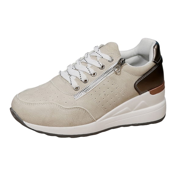 XEDZYT Wedge Shoes for Women Thick Soled Lace Up Casual Shoes Running Fashion Sneakers Size 10.5