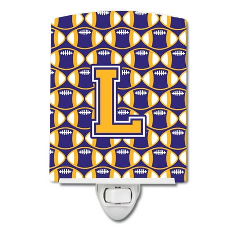 

Caroline s Treasures CJ1064-LCNL Letter L Football Purple and Gold Ceramic Night Light 6x4x3 multicolor
