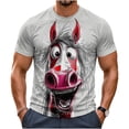 thumbnail image 2 of Men's Novelty 3D All-over Print T-Shirt, Vivid Crazy Horse Face Graphic Tee, Short Sleeve Round Neck, Comfortable Breathable Fabric, Funny Animal Design for Summer Casual, Theme Party Wear, 2 of 5