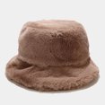 thumbnail image 2 of Sombrero de cubo de piel sintética para mujer, gorro de invierno de lana peluda gruesa, color caqui Kuymtek Caqui, 2 of 6