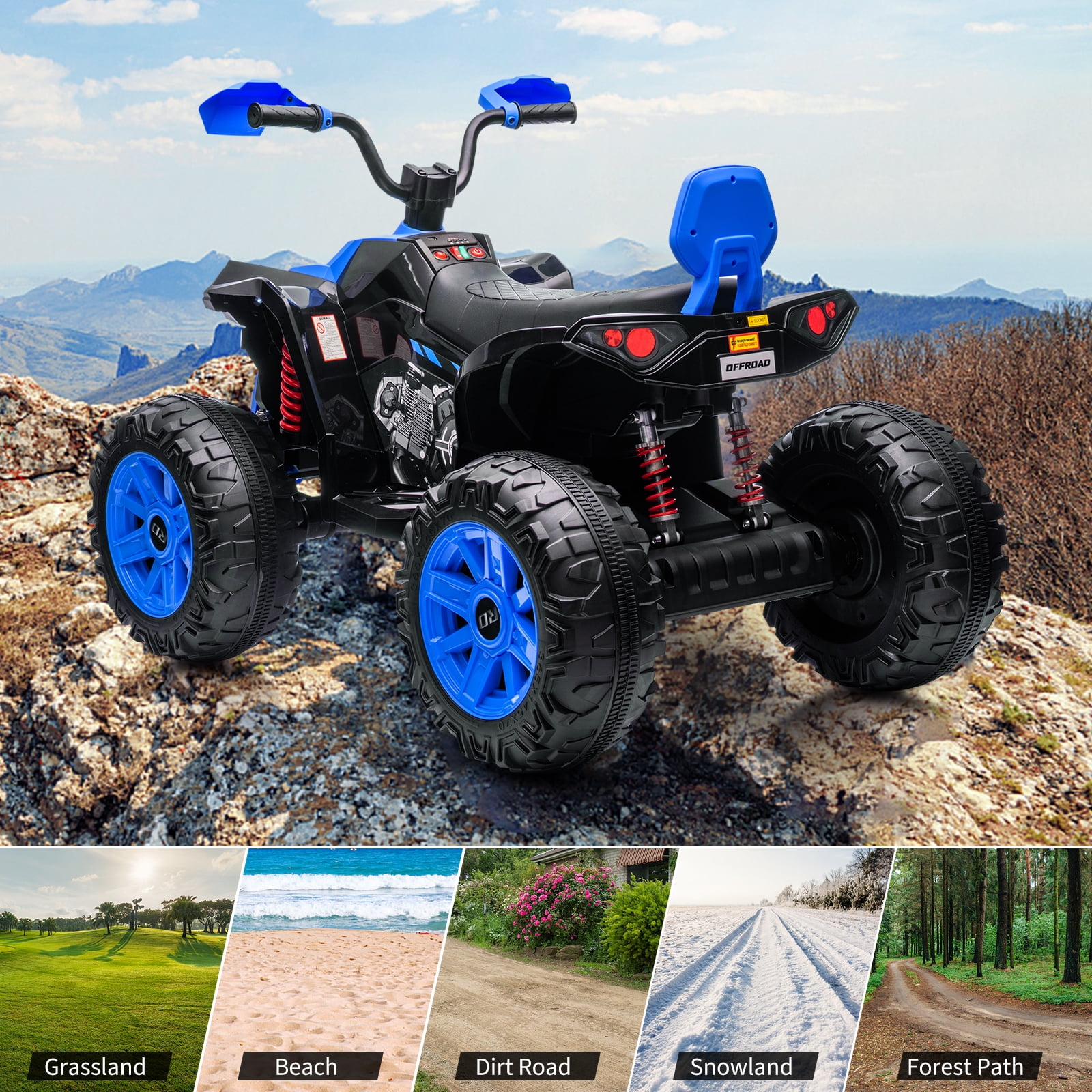 24V 2-Seater Electric Kids ATV Ride-On Car – Dual 550W Motors, Off-Road 4-Wheeler, 14.4'' Wheels, LED Lights, Music, High/Low Speed, For Boys & Girls Ages 3-8