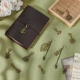 thumbnail image 4 of 12 Styles Traveler's Notebook Vintage Charms Bracelet Charm with Lobster Clasps for Jewelry Making Notebook Decor Antique Golden Alloy Pendants for Journal Planner Necklace Keychain Antique Golden, 4 of 5