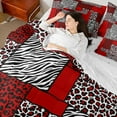 thumbnail image 4 of jejeloiu Patchwork Geometric Checkered 7pcs Bedding Comforter Set,Leopard Zebra Print Queen Bedding Sets,Red White Black Queen Sheet Sets For Girls Kids,Ultra Soft Home Decor Reversible, 4 of 8