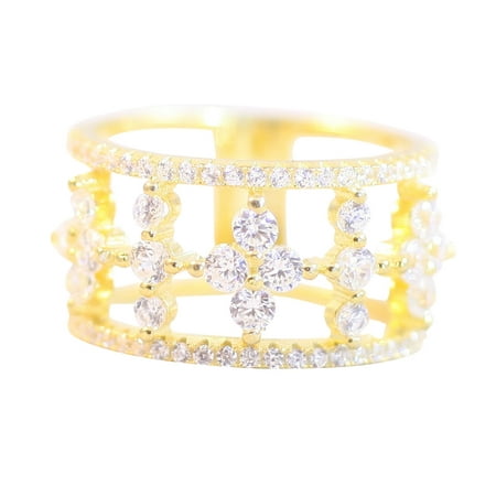 Zirconmania - Sterling Silver Filigree Design Eternity Band Ring With Channel Pave Borders