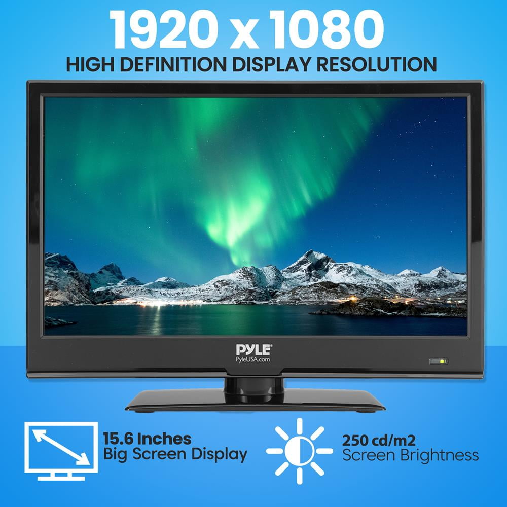 Pyle 15.6 Inch 1080p Slim Flat Screen Monitor FHD Small TV W/ HDMI, RCA, Multimedia Disk/DVD Combo