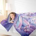 thumbnail image 4 of Erosebridal Rainbow Unicorn Print 7-Piece Bedding Comforter Set,Colorful Blossom Floral King Bedding Sets For Girls Kids,Reversible Light gray, 4 of 7