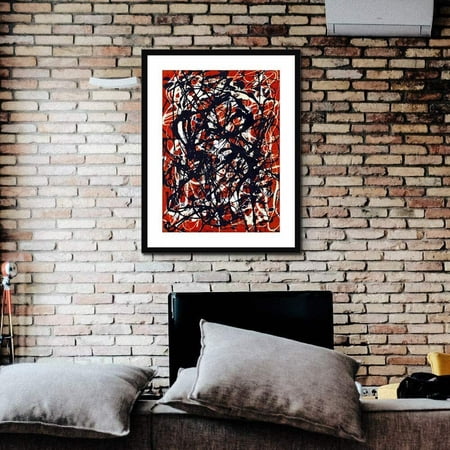 28 X40 Framed Canvas Giclee Print Art Free Form By Jackson Pollock Abstract Walmart Com Walmart Com
