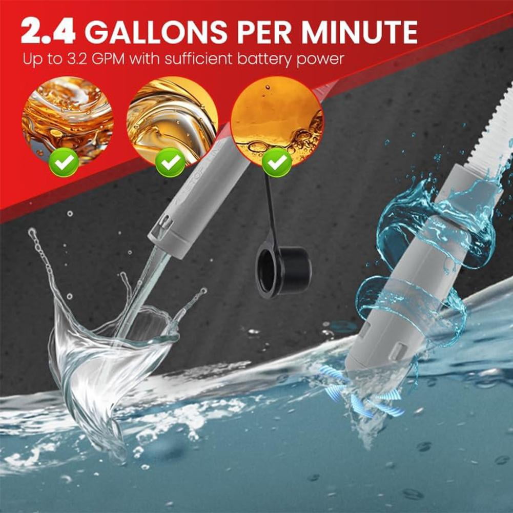 Portable Fuel Pump, Automatic Transfer with Auto-Stop, 3 Tank Adapter, 9.08L Per Min Fast and Safe Portable Gas Can Pump for Oil, Diesel, Gasoline