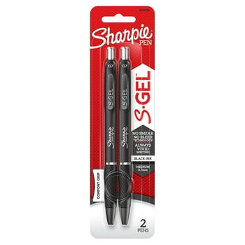Sharpie S-Gel, Gel Pens, Medium Point (0.7mm), Black Ink Gel Pen, 2 Count