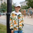 thumbnail image 3 of FKELYI Floral Orange Print Kids Zip Up Hoodies with Pockets Fall Sweatshirt Jacket Girls Winter Top Hooded Activewear Long Sleeve Hoodie for Travel Sport, S, 3 of 6