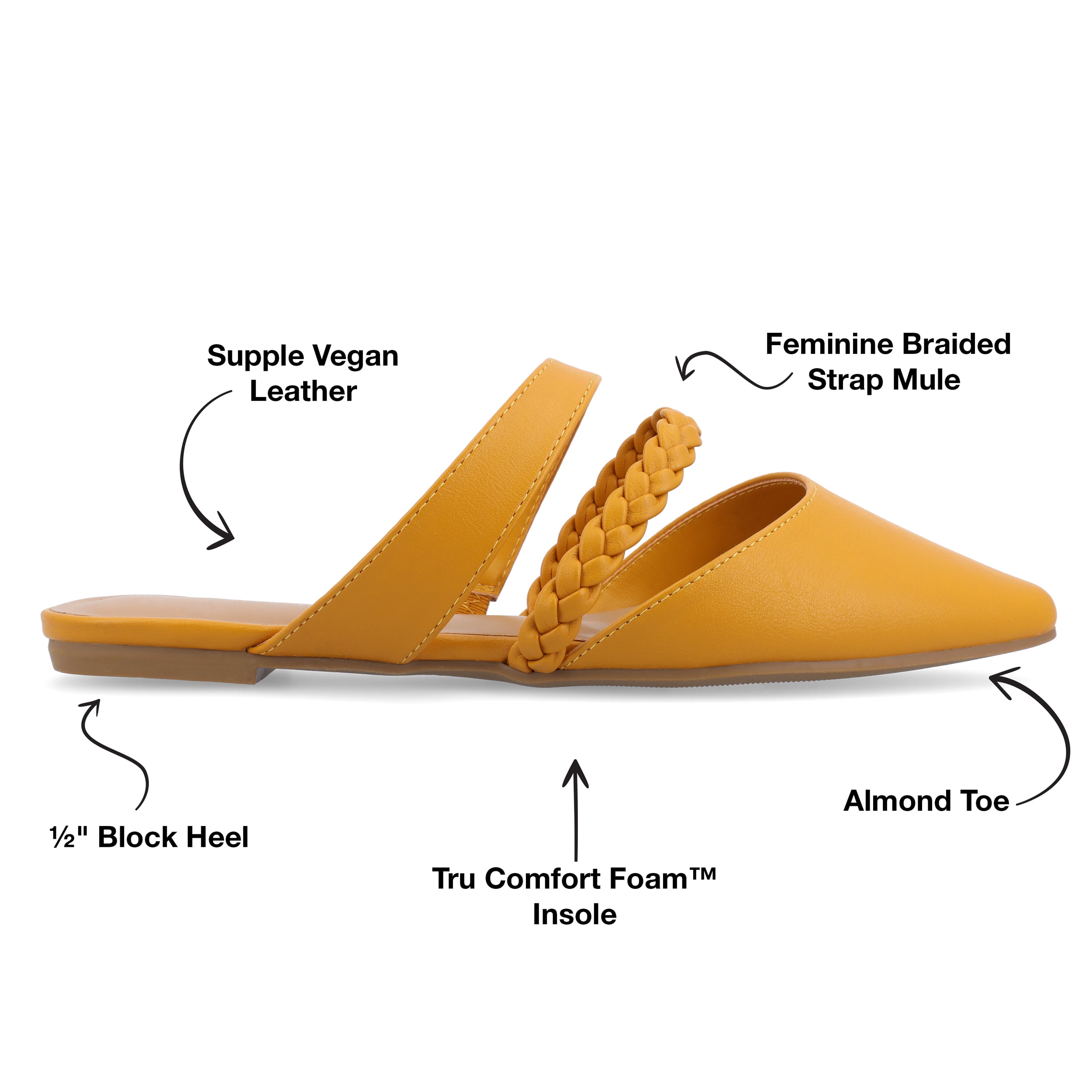 Journee Womens Olivea Narrow Width Slip On Almond Toe Mules Flats