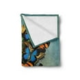 thumbnail image 2 of Butterfly Soft Flannel Fleece Throw Blanket, Abstract Design Air Balloon Graphic with Colorful Butterflies and Basket Cabin, Cozy Plush for Indoor and Outdoor Use, 50" x 60", Multicolor, by Ambesonne, 2 of 5