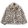 thumbnail image 1 of Birdeem Long Sleeved Leopard Patterned Faux Coat with Pockets, Plush Coat, Short Coat, 1 of 1