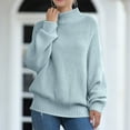 thumbnail image 4 of SGMVNU Long Sleeve Shirts For Women Womens Knit Sweater Batwing Sleeve Turtleneck Chunky Pullover Cozy Winter Clothes Trendy Fall Winter Outfits Blue, Size XXL, 4 of 6