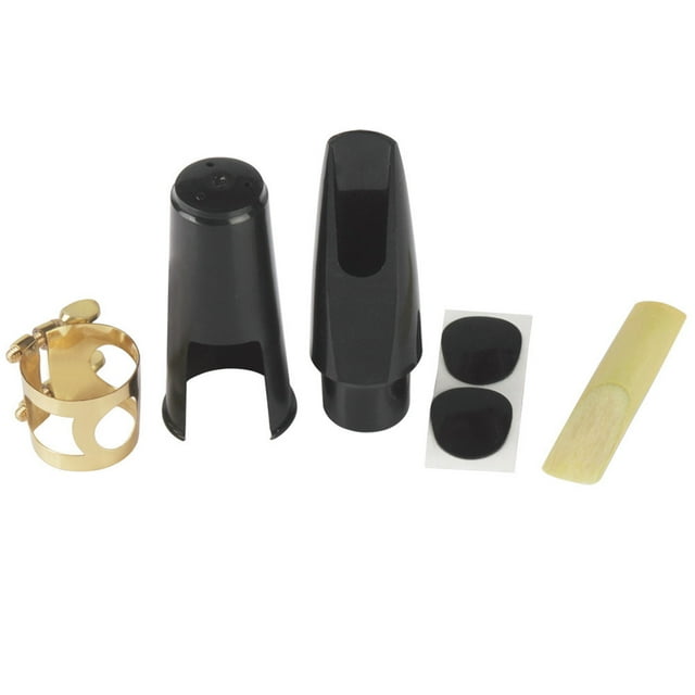 Ensemble de 5 Pcs Saxophone Embouchure+clip+clip Cap+requin+tapis Dentaire pour Accessoires d'Instruments de Musique Alto/Tenor/Soprano Saxo
