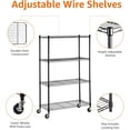 thumbnail image 4 of 5-Shelf Adjustable, Heavy Duty Storage Shelving Unit on 4'' Wheel Casters, Metal Organizer Wire Rack, Black (30L x 14W x 64.75H), 4 of 5