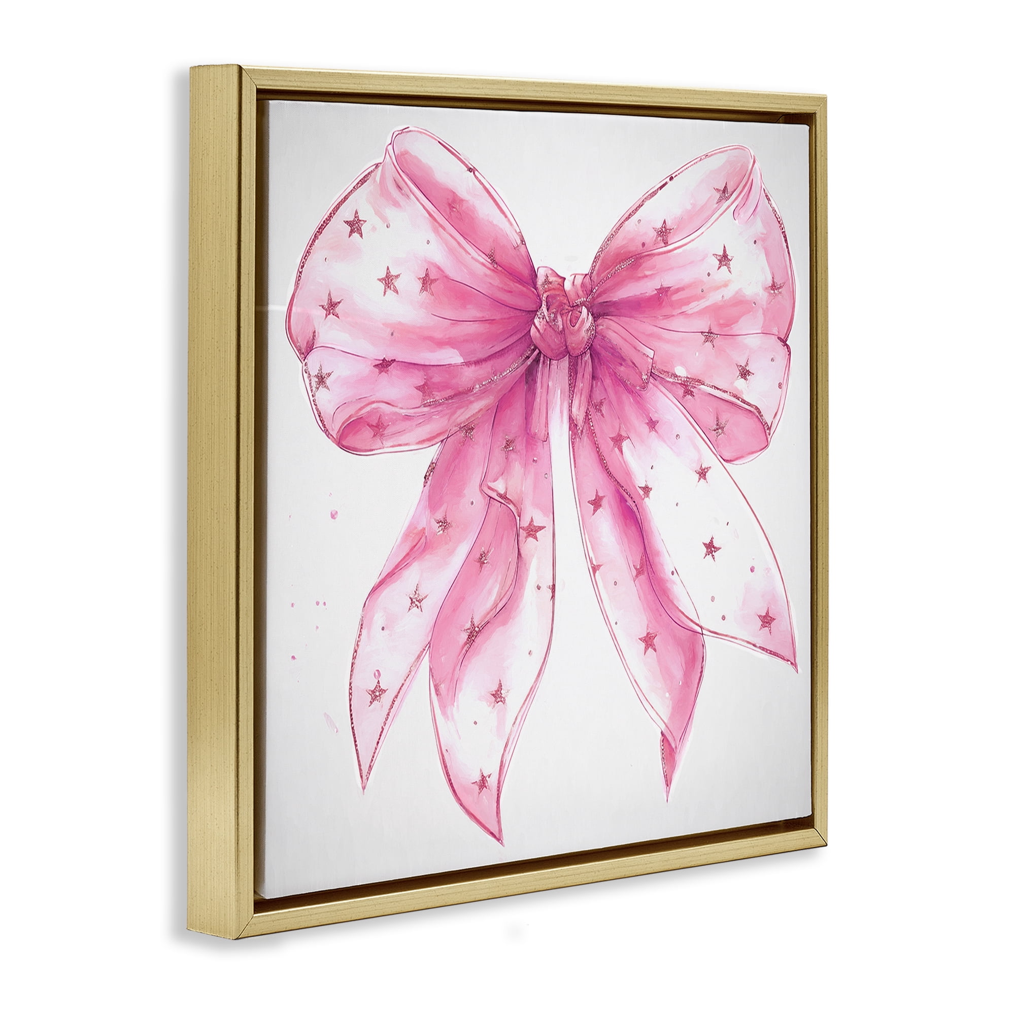 Stupell Industries Fabulous Pink Bow Fashion Painting Gold Floater Framed Canvas Art Print Wall Art, 25 x 25
