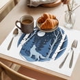 thumbnail image 3 of Blue Wolf Placemats Set of 8 Christmas Tree Forest Scissors Moon Night Place Mats Indoor Wipeable Table Mats Washable Cloth Dining Table Placemats for Kitchen Holiday Party Home Decor 13x19 Inch, 3 of 9