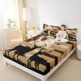 thumbnail image 4 of Manfei Jungle Animal Deer Twin Sheet Sets,Vintage Anerican Flag Twin Fitted Sheet,Brown Black Flat Sheet For Boys Kids,Breathable Home Decor,3pcs, 4 of 7