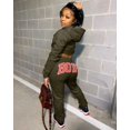 thumbnail image 4 of 2PCS Women Outfits Long Sleeve Crop Top Pants Set Autumn Tracksuits, 4 of 4