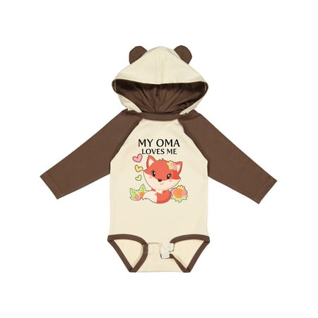 

Inktastic My Oma Loves Me- Little Fox Gift Baby Boy or Baby Girl Long Sleeve Bodysuit
