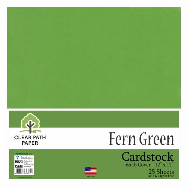 Fern Green Cardstock 12 x 12 inch 65Lb Cover 25 Sheets Clear