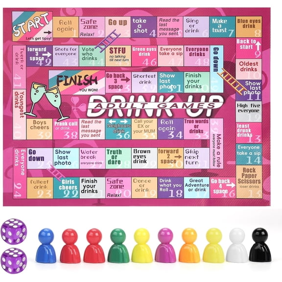 Drinking Board Games for Adults, Fun Party Interactive Drinking Games for Game Night, Bachelorette Parties, Birthday, Age 21 , 2-8 Players
