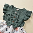 thumbnail image 2 of Toddler Baby Girl Floral Princess Dresses Ruffle Sleeve Linen Top Patchwork Tutu Dresses Summer Sundress, 2 of 4