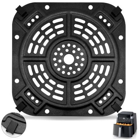 GWY Air Fryer Grill Plate for Ninja AF141 Air Fryer Pro 4-in-1 5 QT, 8.5''×8.5'' Air Fryer Accessories Rack Tray Grill Pan Crisper Plate Replacement Parts with Rubber Bumpers, Dishwasher Safe