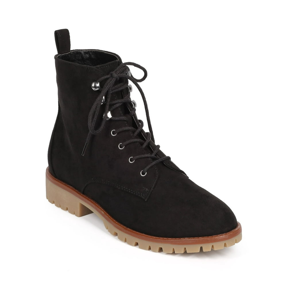 Qupid New Women Qupid Severe01 Suede Almond Toe Lace Up Tailored