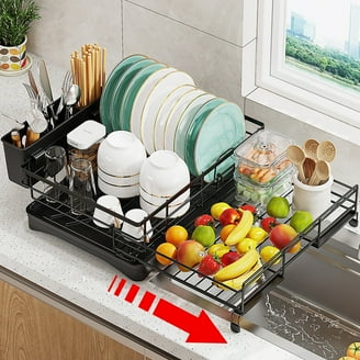 Yamazaki Home Tosca Dish Rack, Wooden Handles, Water Resistant