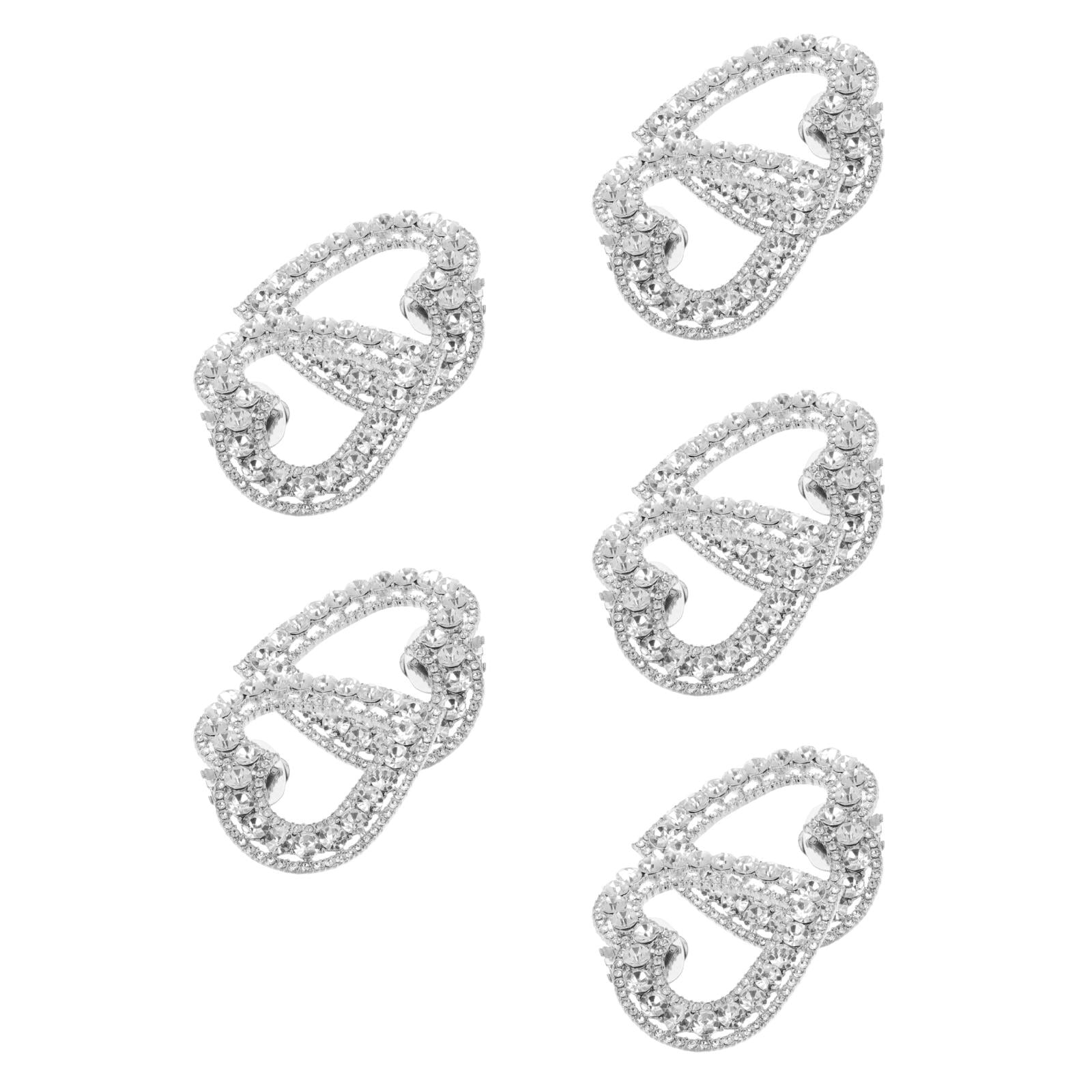 Masteelf 5 Pairs  Heart Shoe Clips Detachable Shoe Buckle Clips Wedding Shoe Crystal Decoration Charms Women Rhinestone Shoe Accessories For Diy Accessories