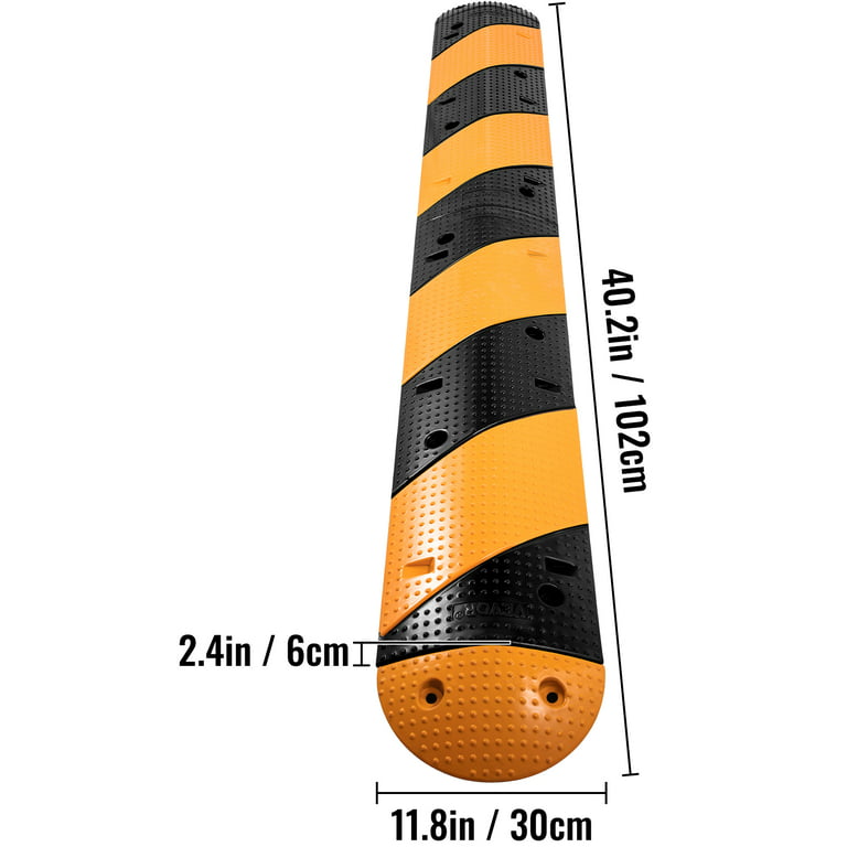 VEVOR Rubber Speed Bump, 1 Pack 2 Channel Speed Bump Hump, 72.8 Long  Modular Speed Bump Rated 22000 LBS Load Capacity, 72.8 x 12.2 x 2.2 Garage  Speed