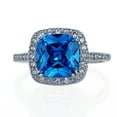 thumbnail image 2 of Men's 14K White Gold 2.75 Carat Cushion Simulated Blue Sapphire CZ Halo Cocktail Ring, 2 of 4