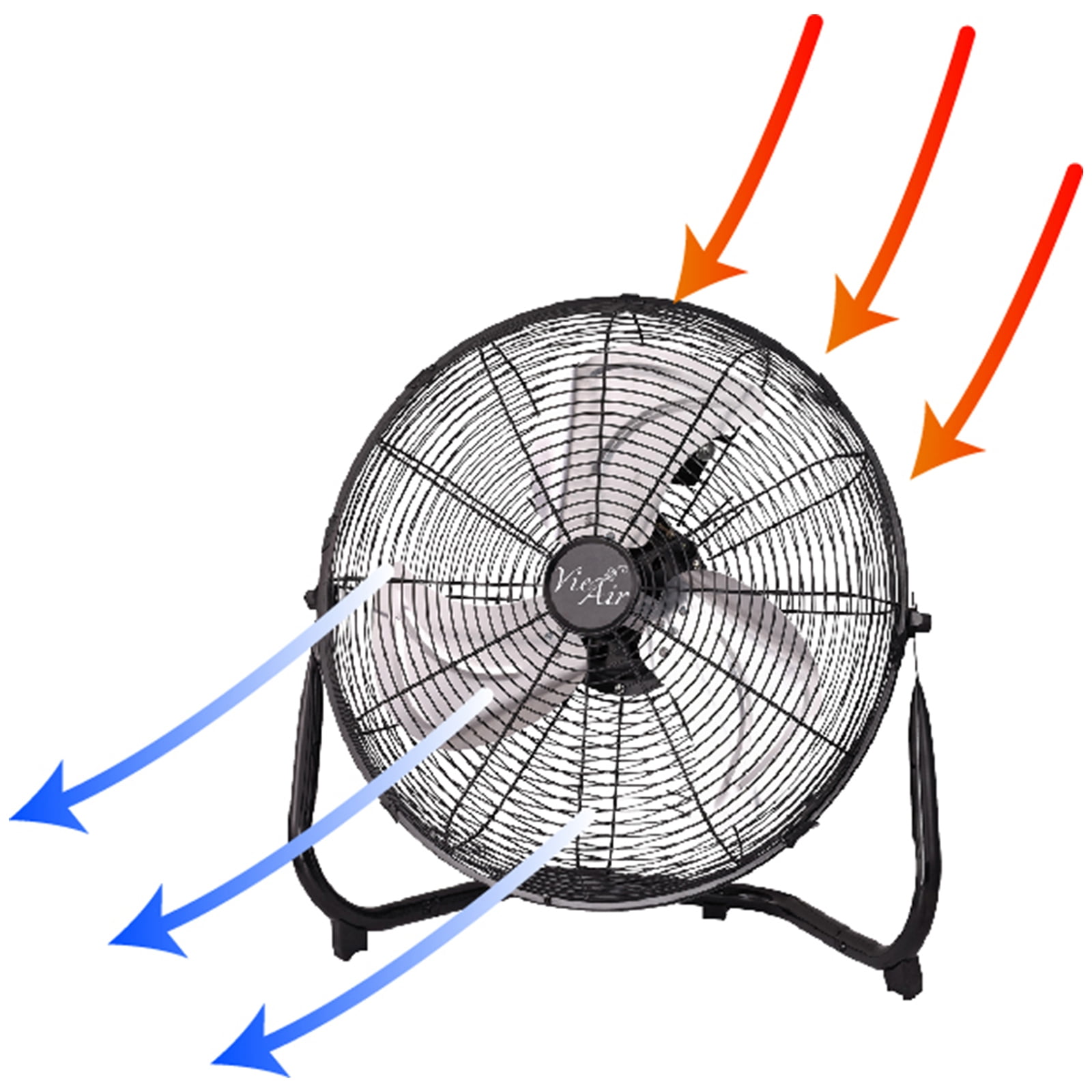 VieAir 14" Industrial High Velocity Heavy Duty Metal Floor Fan with 3 Speed Settings