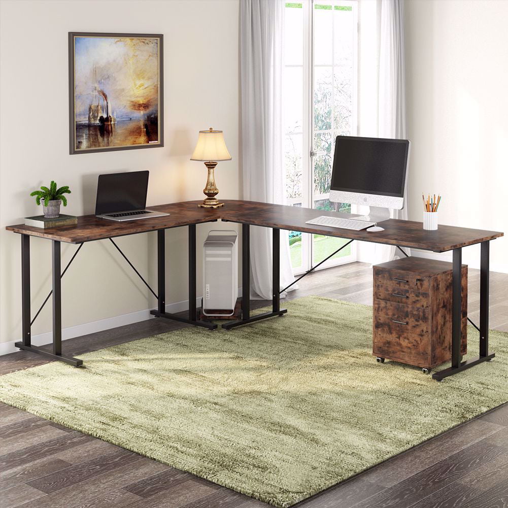 Tribesigns 83 Inch Industrial L-Shaped Desk with File ...