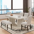 thumbnail image 4 of Roundhill Furniture Cavira 6-Piece Modern Dining Set, Faux Marble Dining Table with 4 Chairs and Bench, Gray, 4 of 18
