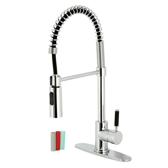 Gourmetier LS8771DKL Kaiser Single-Handle Deck-Mount Pre-Rinse Kitchen Faucet, Polished Chrome
