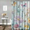 BCIIG Flowers Butterflies Pastel Colors Bathroom Decor Set with Hooks