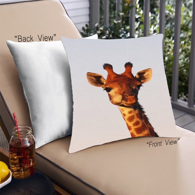 Ahgly Company Animals Girraffe Coussin d'Extérieur, 18 Pouces par 18 Pouces