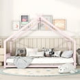 thumbnail image 2 of Harper & Bright Designs Full Size Metal House Bed, Pink, 2 of 9