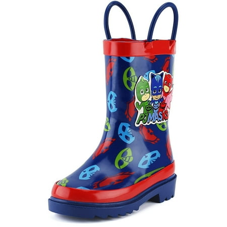 Disney Little Boys' PJ Masks Character Printed Waterproof Easy-On Rubber Rain Boots (Toddler/Little