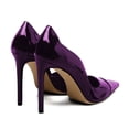 thumbnail image 3 of XYD Women Patent Leather Pointed Toe Pumps Slip-on Stiletto High Heels Side Cutout Sexy Evening Formal Shoes Size 14.5 Purple, 3 of 4