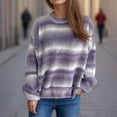 thumbnail image 2 of UAMVSH Women's Oversized Gradient Sweaters Long Sleeve Crew Neck Drop Shoulder Pullover Trendy Casual Loose Fit Knitted Sweaters(Small,Purple), 2 of 5