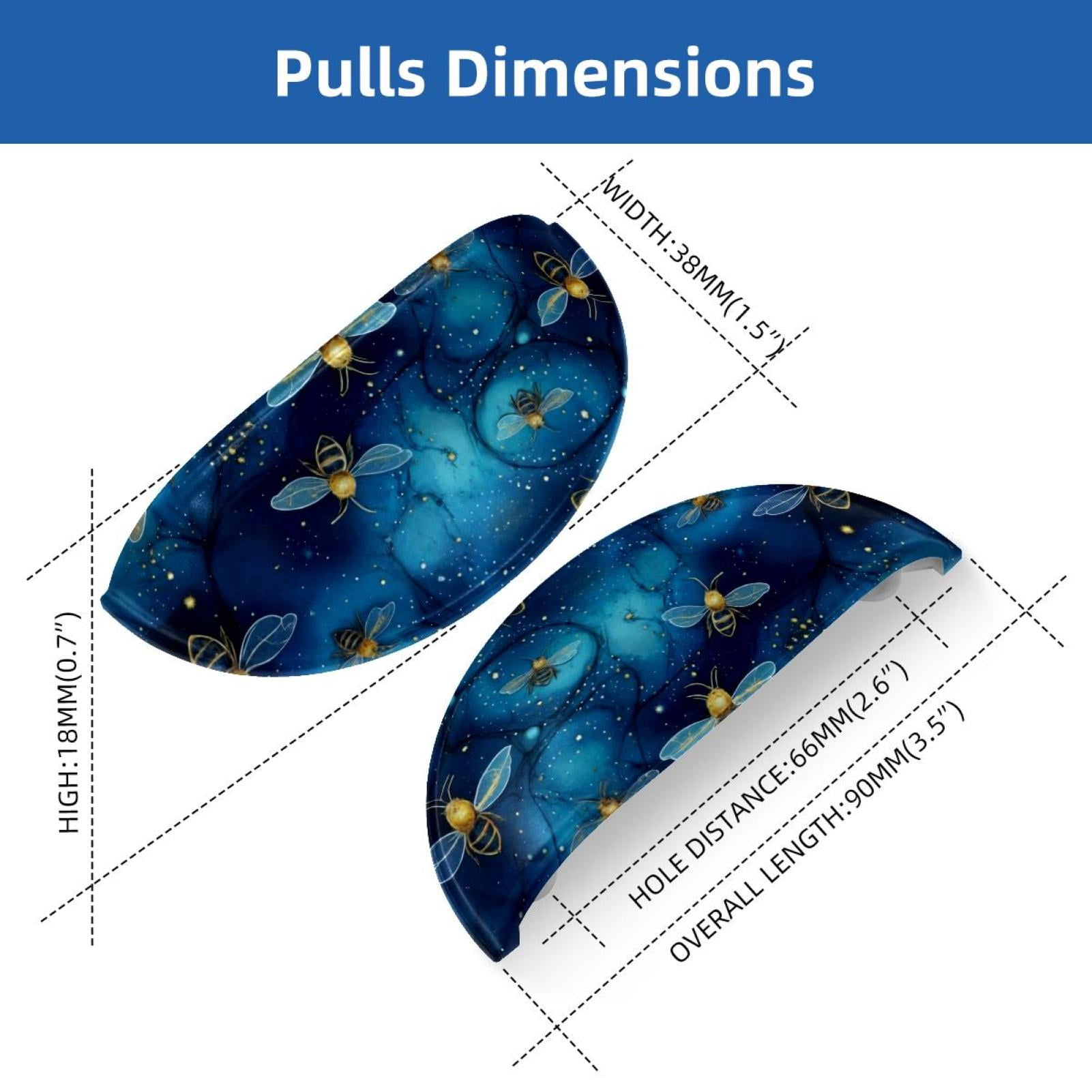 PhooArto 6 Pcs Cup Drawer Pulls, Galaxy Bees Blue Pattern Shell Shape Handles Cabinet Knobs for Dresser Cupboard Closet Wardrobe with Screws