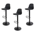 thumbnail image 1 of Sillas para Bar y Barra de Cocina con Respaldo y Reposapies de Altura Ajustable Banco Taburete Giratorio con Asiento Acolchado de Diseño Moderno Set 3 Piezas Full Black, 1 of 5