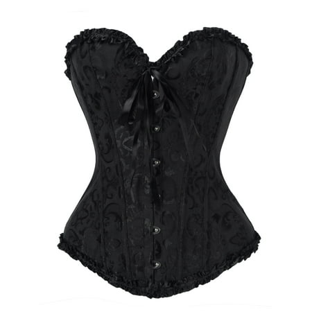 

LELINTA Womens Floral Black Lace Trim Corset Overbust Waist Cincher Bustier Top Plus Size L-6XL/6 Colors