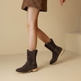 thumbnail image 7 of Women's Mid Calf Boots Slouchy Round Toe Flat Low Heel Riding Boots With back zipper, 7 of 7