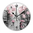 thumbnail image 3 of Stylish Pastel Red Paris Tower Oil Painting Wall Clock for Living Room Modern France City Landscape Art Wall Watch Home Decor 35（12 Inch）, 3 of 6
