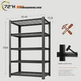 thumbnail image 3 of 5 Tier Metal Shelving Unit, Adjustable Storage Shelves, 72" H x 35.43" W x 15.8" D Heavy Duty Garage Shelves for Warehouse, Basement, Kitchen, Pantry, Living Room, Black, 3 of 13